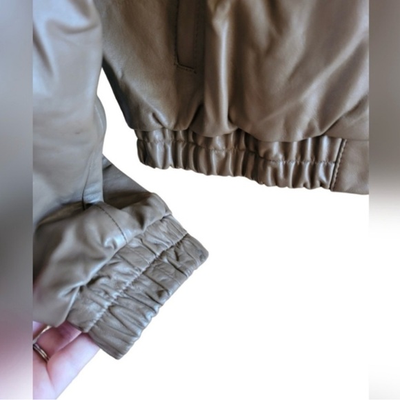 Vintage Wilson’s Leather Brown Fur Lined Hooded Bomber Style Zip Jacket Coat - Picture 7 of 10